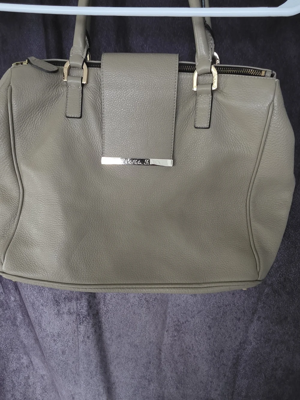 Olive Green Leather Tote Handbag